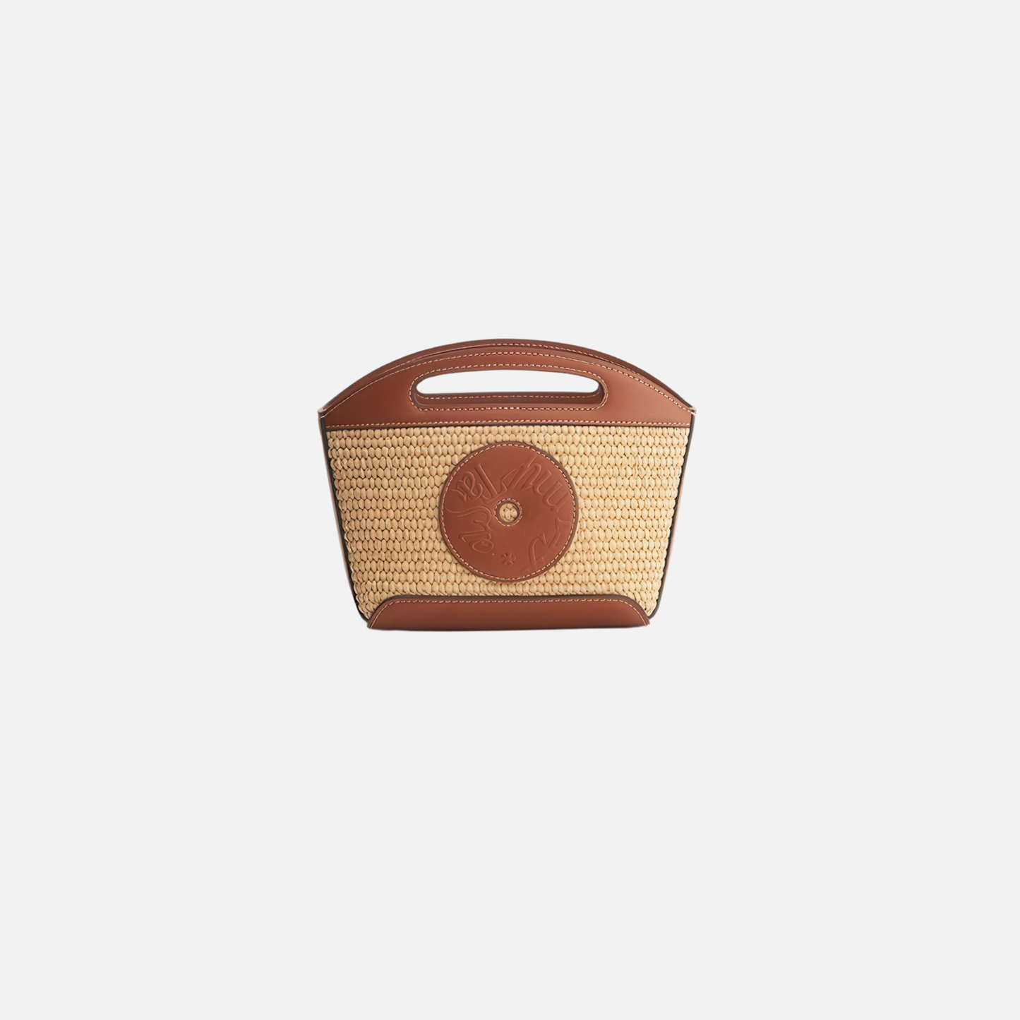Cookie Basket Straw Leather Bag