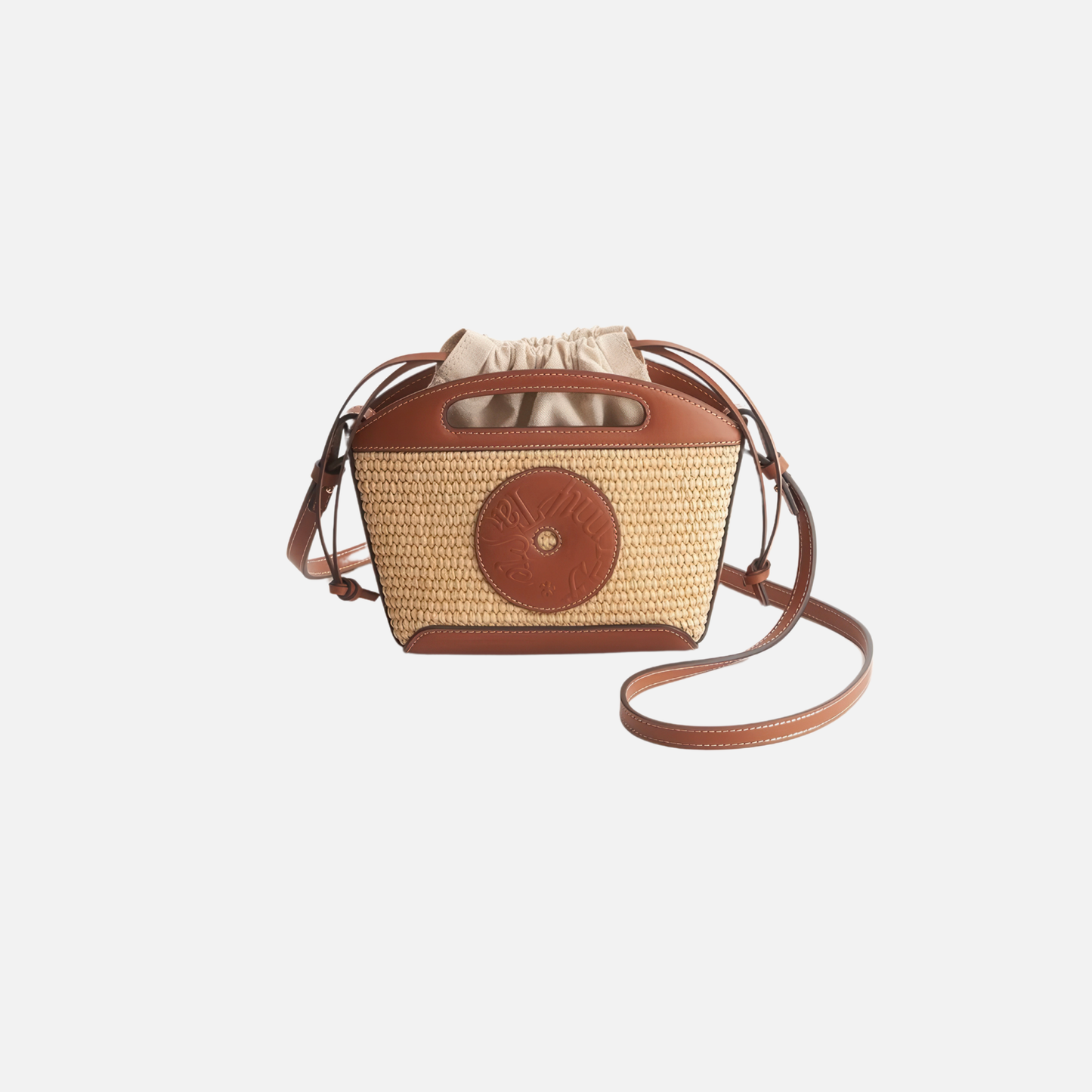 Cookie Basket Straw Leather Bag