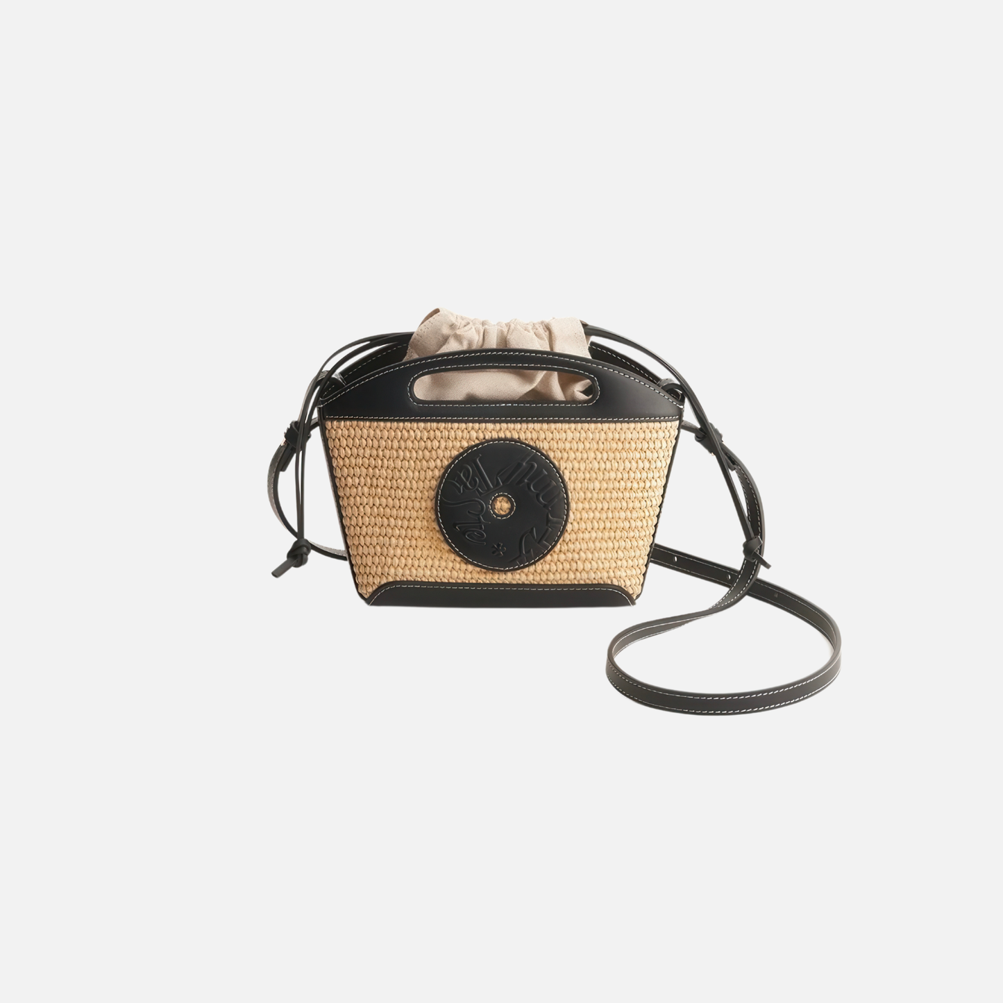 Cookie Basket Straw Leather Bag