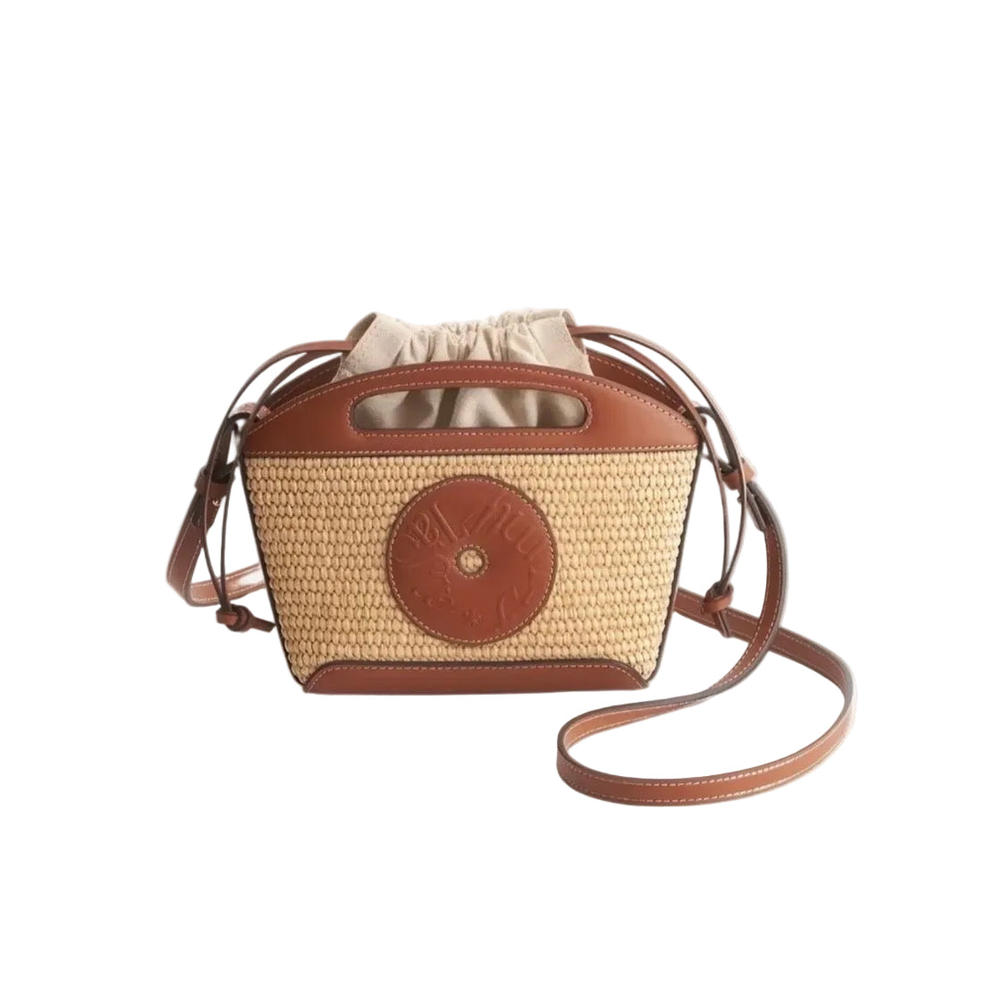 Cookie Basket Straw Leather Sling