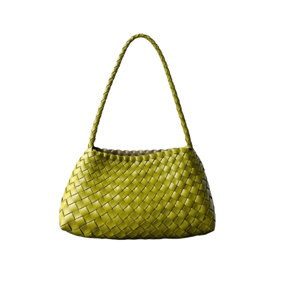 Amber Woven Leather Shoulder Bag